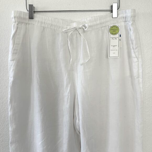 Women's White Linen Pants Charter Club Sz XL Drawstring Coastal Lagenlook Resort - Picture 5 of 10